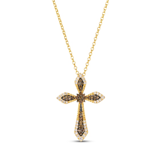 Le Vian Diamond Cross Necklace 5/8 ct tw 14K Honey Gold 19"