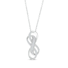 Diamond Double Infinity Necklace 1/5 ct tw Sterling Silver 18&quot;