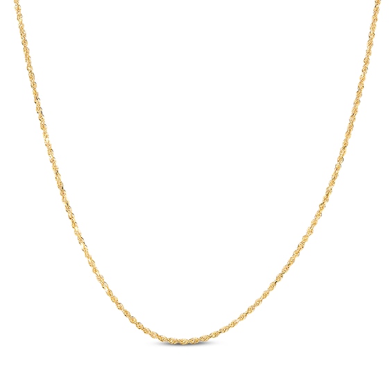 Solid Glitter Rope Chain Necklace 1.6mm 14K Yellow Gold 18"