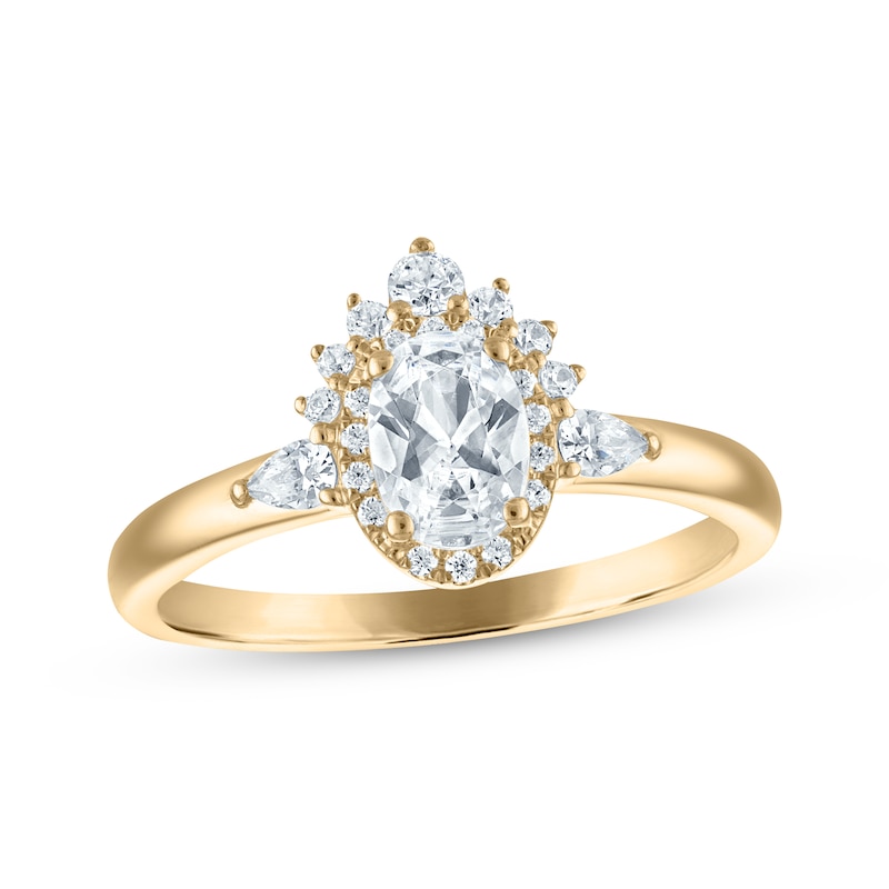 Main Image 1 of Oval-Cut Diamond Halo Engagement Ring 3/4 ct tw 14K Yellow Gold