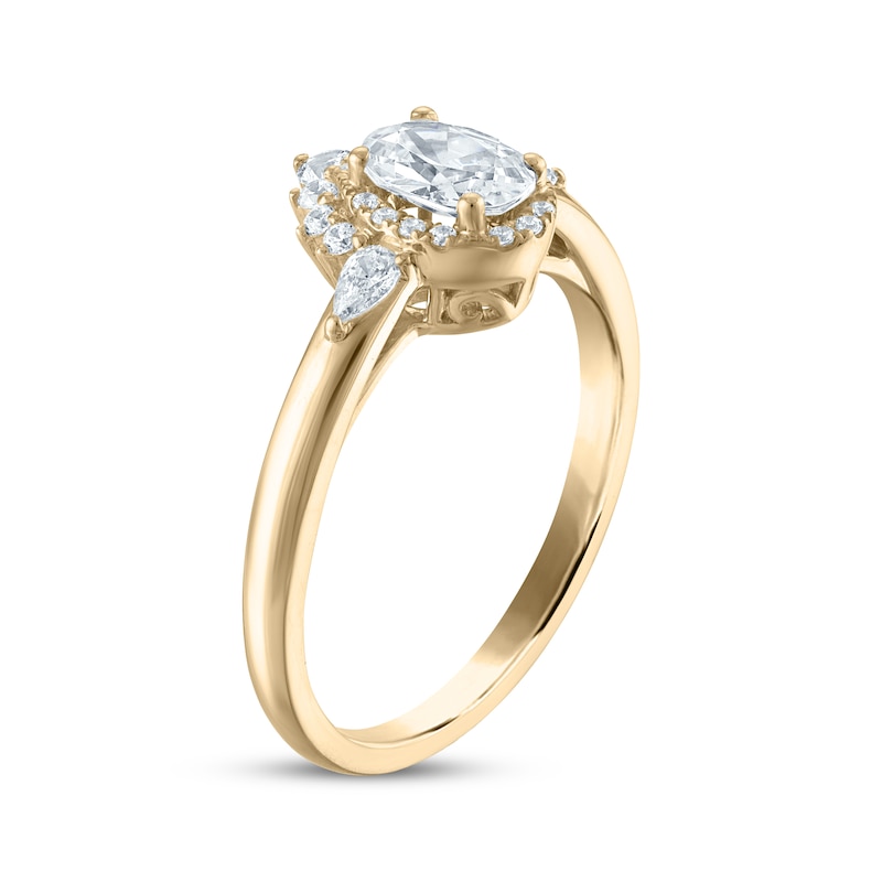 Main Image 2 of Oval-Cut Diamond Halo Engagement Ring 3/4 ct tw 14K Yellow Gold