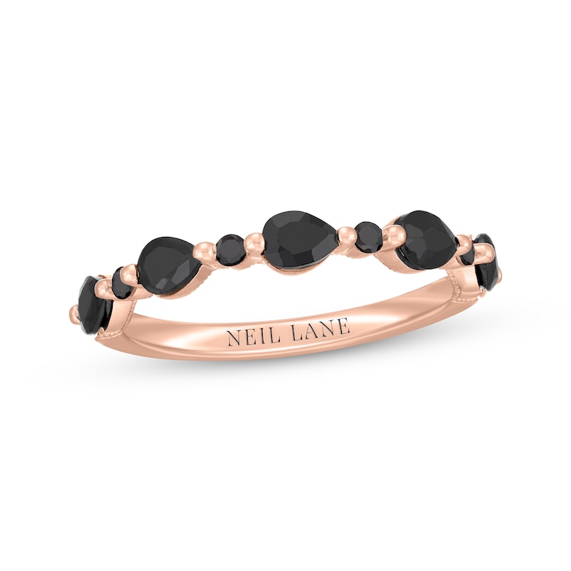 Main Image 1 of Neil Lane Pear-Shaped & Round-Cut Black Diamond Anniversary Ring 7/8 ct tw 14K Rose Gold