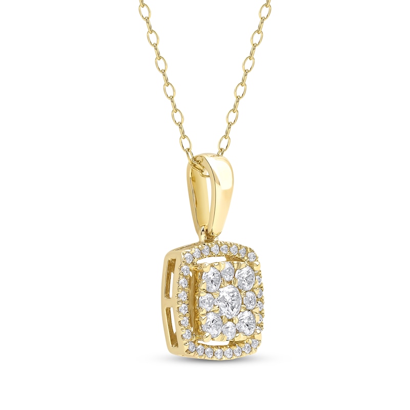 Main Image 2 of Diamond Cushion Frame Necklace 1/2 ct tw 10K Yellow Gold 18&quot;