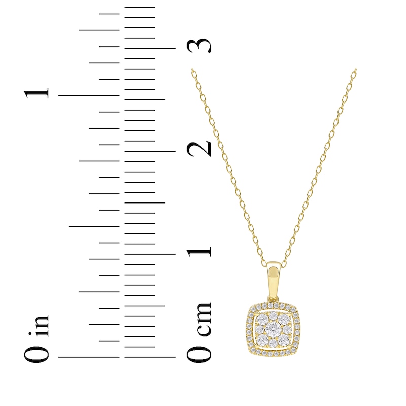 Main Image 6 of Diamond Cushion Frame Necklace 1/2 ct tw 10K Yellow Gold 18&quot;