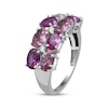 Thumbnail Image 2 of Oval-Cut Pink Lab-Created Sapphire & White Lab-Created Sapphire Two-Row Ring Sterling Silver