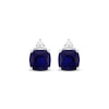 Thumbnail Image 2 of Cushion-Cut Blue Lab-Created Sapphire & White Lab-Created Sapphire Stud Earrings Sterling Silver