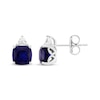 Thumbnail Image 3 of Cushion-Cut Blue Lab-Created Sapphire & White Lab-Created Sapphire Stud Earrings Sterling Silver