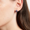 Thumbnail Image 4 of Cushion-Cut Blue Lab-Created Sapphire & White Lab-Created Sapphire Stud Earrings Sterling Silver