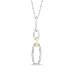 Linked Always Diamond Oval Chain Link Necklace 1/10 ct tw Sterling Silver & 10K Yellow Gold 18&quot;