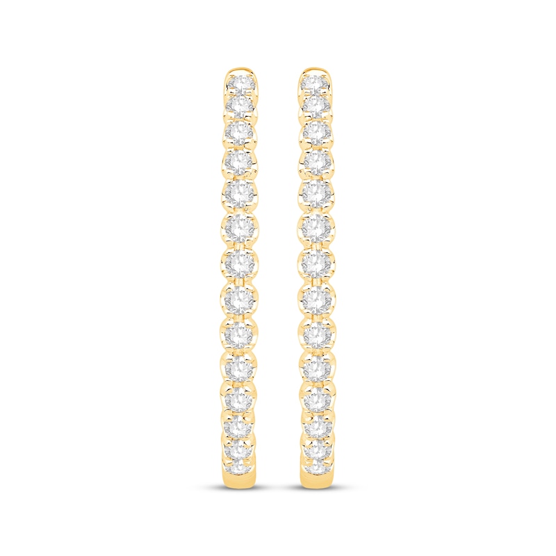 Main Image 2 of Diamond Oval Hoop Earrings 3/4 ct tw 10K Yellow Gold