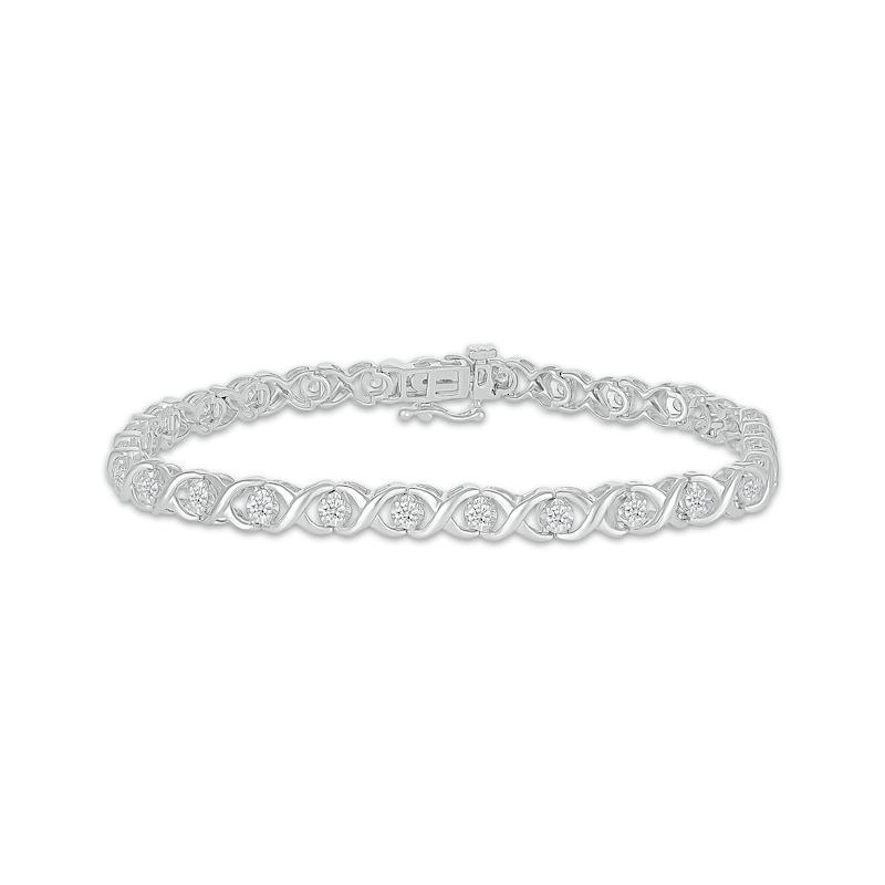 Main Image 1 of Diamond XO Link Bracelet 1 ct tw 10K White Gold 7&quot;