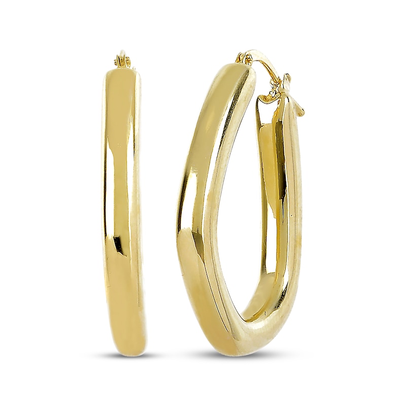 Main Image 1 of Puff Teardrop Hoop Earrings 14K Yellow Gold 30mm