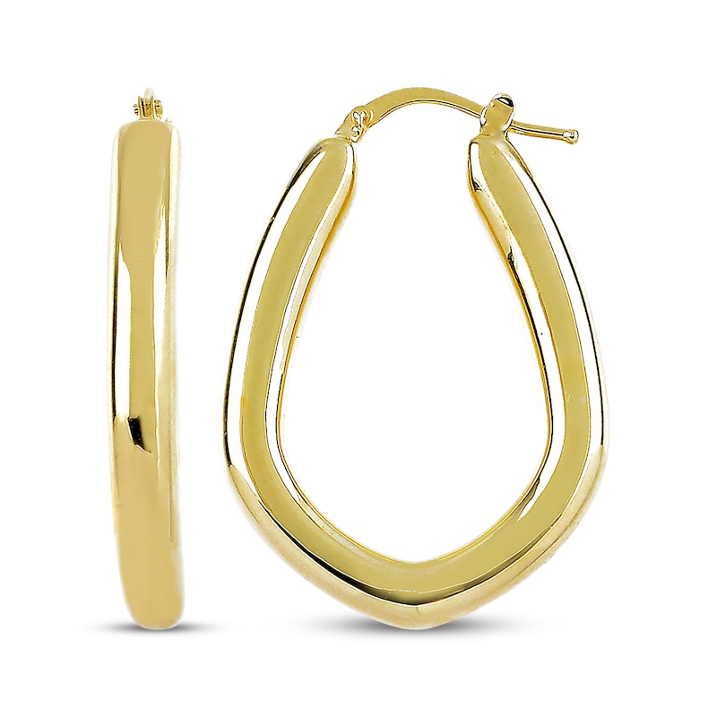 Main Image 3 of Puff Teardrop Hoop Earrings 14K Yellow Gold 30mm