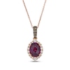 Thumbnail Image 1 of Le Vian Oval-Cut Garnet Halo Necklace 1/4 ct tw Diamonds 14K Strawberry Gold 19&quot;