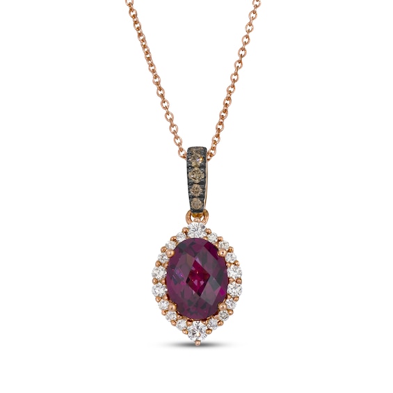 Le Vian Oval-Cut Garnet Halo Necklace 1/4 ct tw Diamonds 14K Strawberry Gold 19"