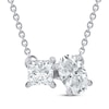 Thumbnail Image 1 of Toi et Moi Princess & Oval-Cut Lab-Grown diamond Necklace 1/2 ct tw 14K White Gold 18&quot;