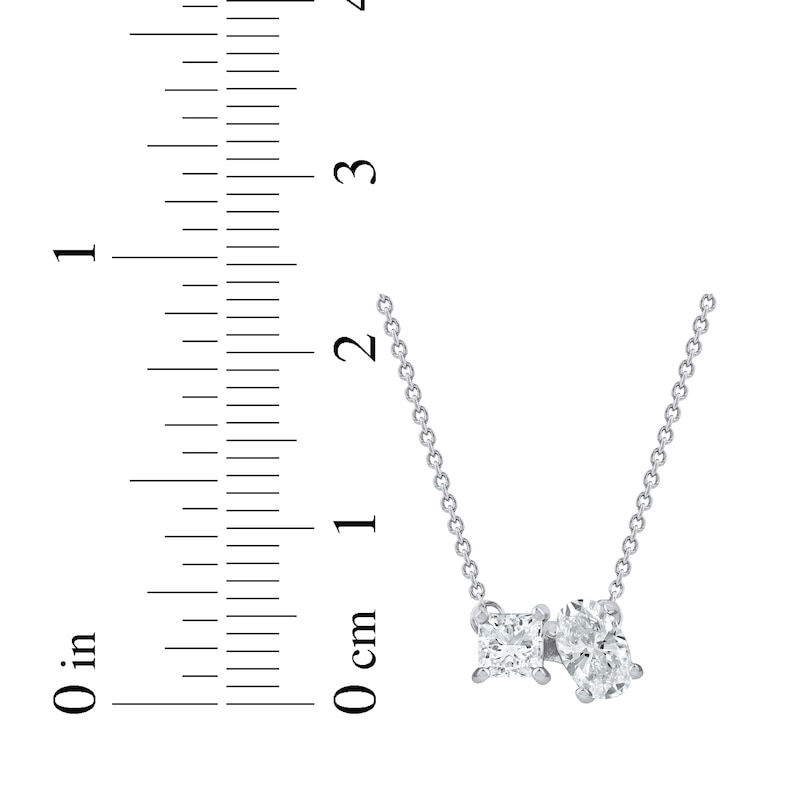 Main Image 4 of Toi et Moi Princess & Oval-Cut Lab-Grown diamond Necklace 1/2 ct tw 14K White Gold 18&quot;