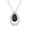 Thumbnail Image 0 of Pear-Shaped Natural Blue Sapphire & Diamond Teardrop Necklace 1/8 ct tw 10K White Gold 18"