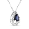 Thumbnail Image 1 of Pear-Shaped Natural Blue Sapphire & Diamond Teardrop Necklace 1/8 ct tw 10K White Gold 18"