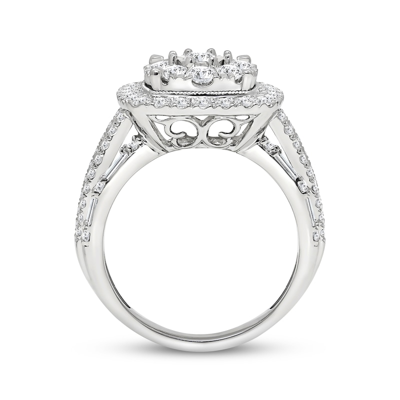 Main Image 2 of Multi-Diamond Cushion-Shaped Halo Engagement Ring 2 ct tw 10K White Gold