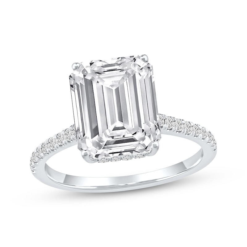 Main Image 1 of Lab-Grown Diamonds by KAY Emerald-Cut Engagement Ring 4-1/3 ct tw 14K White Gold