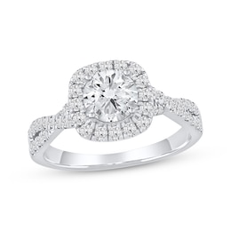 Lab-Grown Diamonds by KAY Round-Cut Halo Engagement Ring 1-1/2 ct tw 14K White Gold