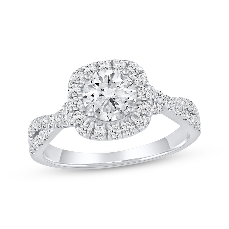 Main Image 1 of Lab-Grown Diamonds by KAY Round-Cut Halo Engagement Ring 1-1/2 ct tw 14K White Gold