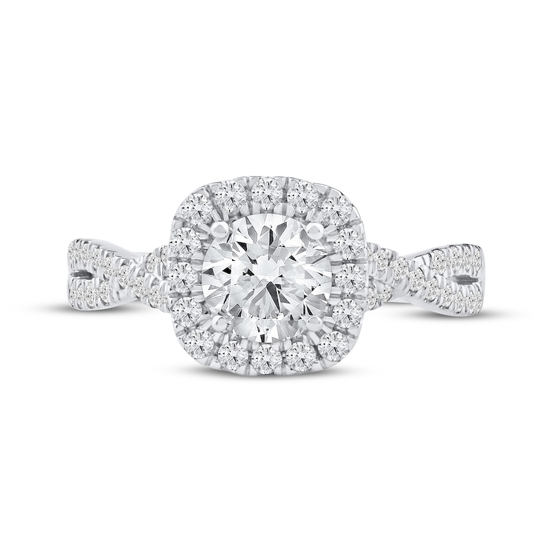 Main Image 3 of Lab-Grown Diamonds by KAY Round-Cut Halo Engagement Ring 1-1/2 ct tw 14K White Gold