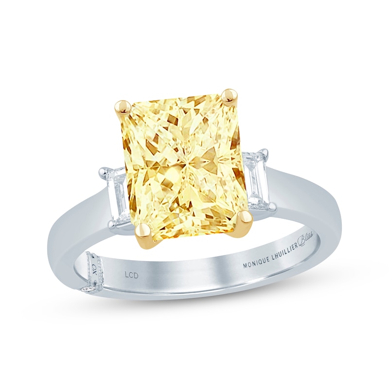 Monique Lhuillier Bliss Radiant-Cut Yellow & White Lab-Grown Diamond Engagement Ring 2-1/8 ct tw 18K White Gold