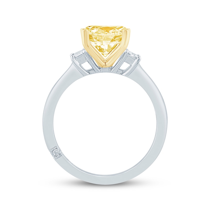 Monique Lhuillier Bliss Radiant-Cut Yellow & White Lab-Grown Diamond Engagement Ring 2-1/8 ct tw 18K White Gold