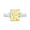 Thumbnail Image 3 of Monique Lhuillier Bliss Radiant-Cut Yellow & White Lab-Grown Diamond Engagement Ring 2-1/8 ct tw 18K White Gold