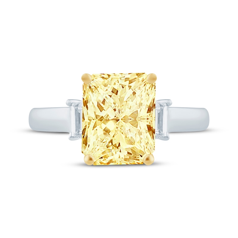 Monique Lhuillier Bliss Radiant-Cut Yellow & White Lab-Grown Diamond Engagement Ring 2-1/8 ct tw 18K White Gold