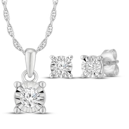 Round-Cut Diamond Solitaire Gift Set 1/3 ct tw Sterling Silver (J/I3)