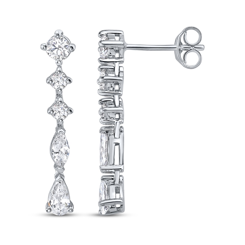 Main Image 1 of Pear, Marquise and Round-Cut Diamond Drop Earrings 1-1/4 ct tw 14K White Gold