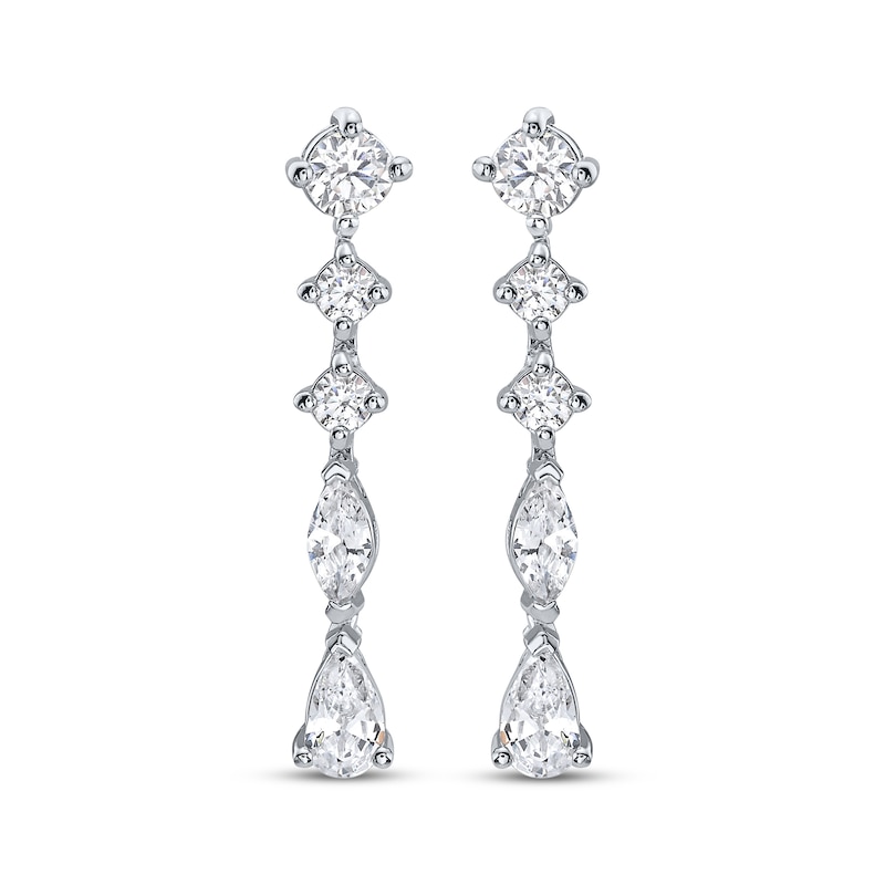 Main Image 2 of Pear, Marquise and Round-Cut Diamond Drop Earrings 1-1/4 ct tw 14K White Gold