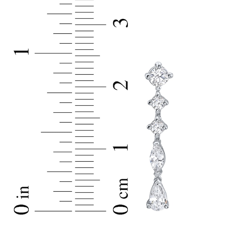 Main Image 4 of Pear, Marquise and Round-Cut Diamond Drop Earrings 1-1/4 ct tw 14K White Gold