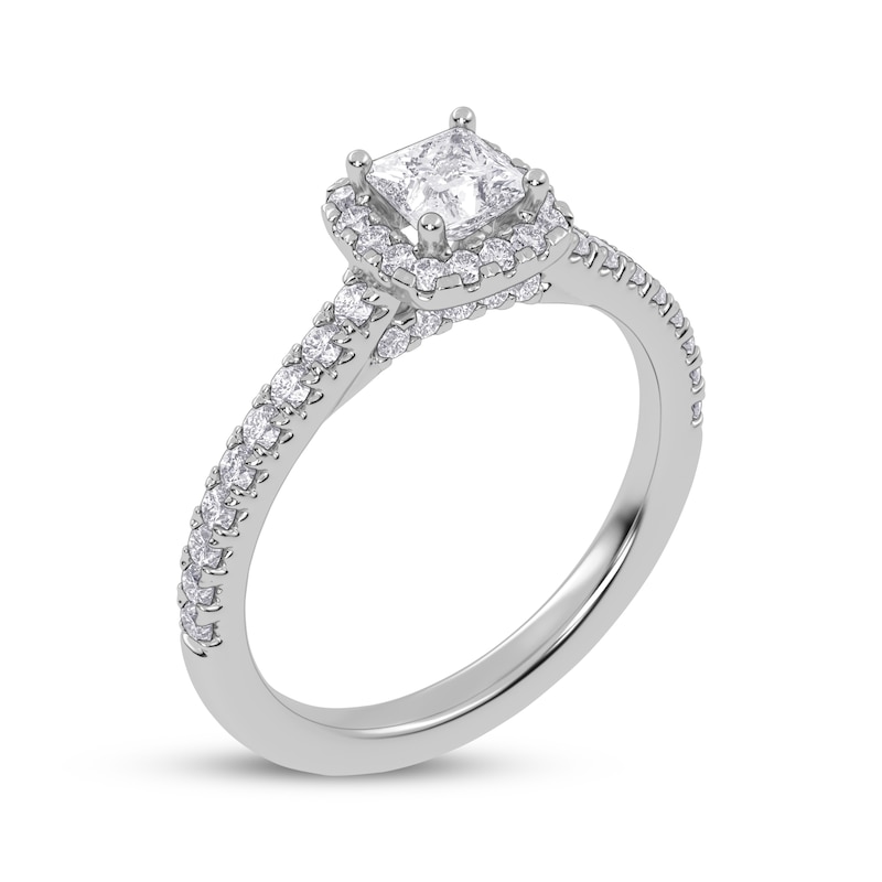 Main Image 2 of Now + Forever Lab-Grown Diamonds Princess-Cut Halo Engagement Ring 3/4 ct tw 14K White Gold