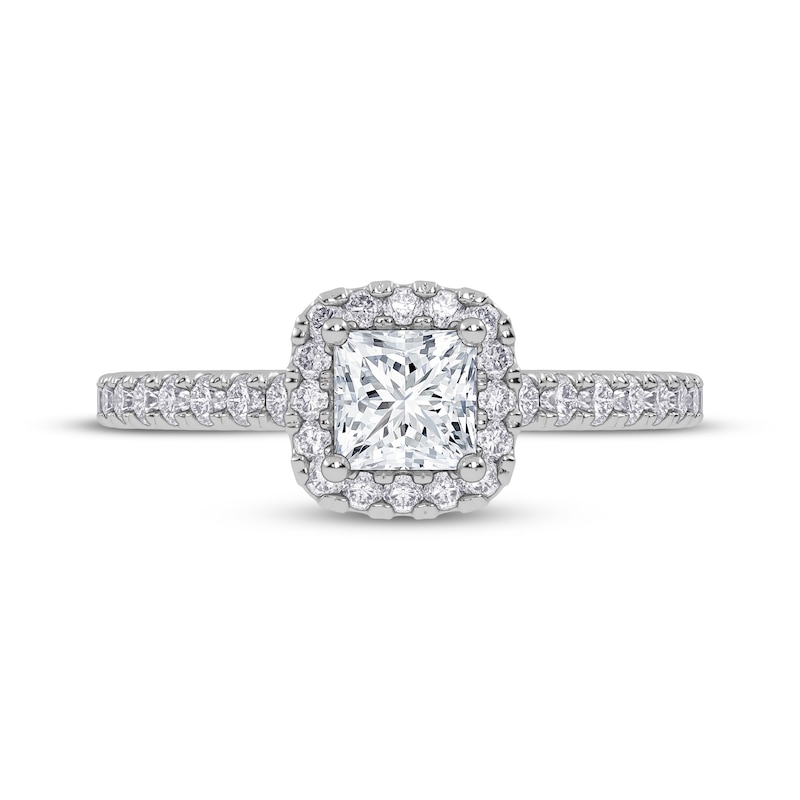 Main Image 3 of Lab-Grown Diamonds by KAY Princess-Cut Halo Engagement Ring 3/4 ct tw 14K White Gold