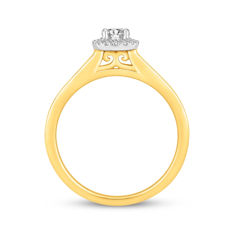 Main Image 3 of Now + Forever Lab-Grown Diamonds Round-Cut Halo Engagement Ring 1/2 ct tw 14K Two-Tone Gold