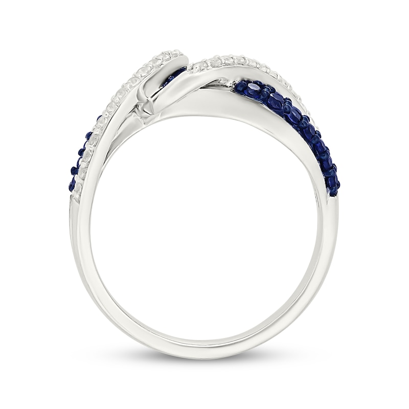 Main Image 3 of Blue & White Lab-Created Sapphire Swirl Ring Sterling Silver