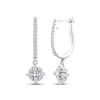 Thumbnail Image 1 of Diamond Flower Dangle Hoop Earrings 1/6 ct tw 10K White Gold