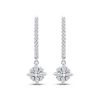 Thumbnail Image 2 of Diamond Flower Dangle Hoop Earrings 1/6 ct tw 10K White Gold