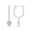 Thumbnail Image 3 of Diamond Flower Dangle Hoop Earrings 1/6 ct tw 10K White Gold