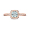 Thumbnail Image 3 of Aquamarine & Diamond Ring 1/10 ct tw Cushion/Round-cut 10K Rose Gold