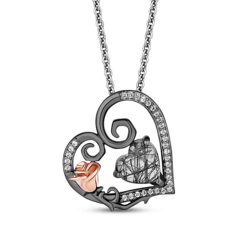 Main Image 1 of Disney Treasures The Nightmare Before Christmas Quartz & Diamond Necklace 1/10 ct tw Sterling Silver & 10K Rose Gold 18&quot;