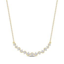 Diamond Graduated Smile Necklace 1/2 ct tw 10K Yellow Gold 18&quot;