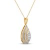 Thumbnail Image 2 of Multi-Diamond Teardrop Double Halo Necklace 1/2 ct tw 10K Yellow Gold