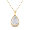 Thumbnail Image 3 of Multi-Diamond Teardrop Double Halo Necklace 1/2 ct tw 10K Yellow Gold