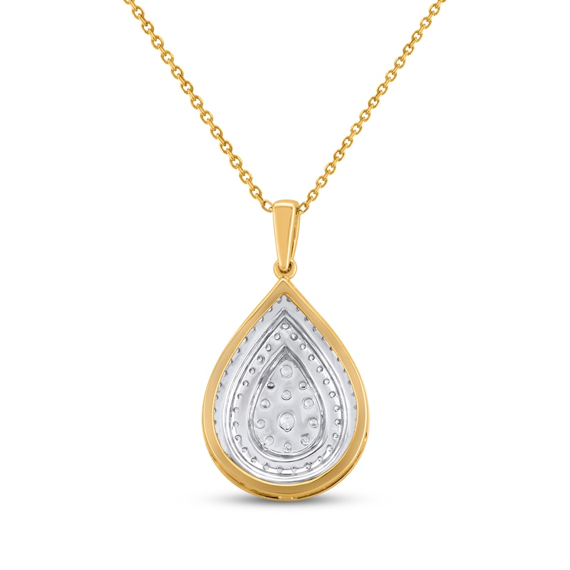 Main Image 3 of Multi-Diamond Teardrop Double Halo Necklace 1/2 ct tw 10K Yellow Gold