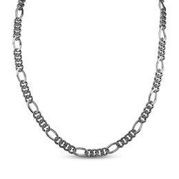 Ink & Ice Men's Black Diamond Figaro Chain Necklace 2-3/8 ct tw Black Rhodium-Plated Sterling Silver 22"